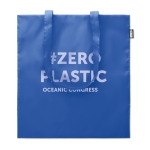 Recycled shopping bag made of rPET with long handles royal blue colour main view