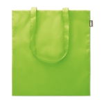 Recycled shopping bag made of rPET with long handles lime colour