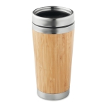 Stainless steel thermal mug with bamboo surface, 400 ml wood colour