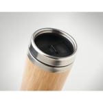 Stainless steel thermal mug with bamboo surface, 400 ml wood colour third view