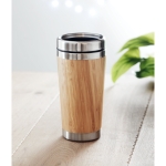 Stainless steel thermal mug with bamboo surface, 400 ml wood colour third ambient view