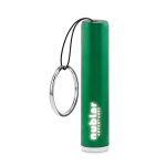 Flashlight with a glowing logo as a promotional item green colour