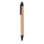 Sustainable cork ballpoint pen with blue ink black colour second view