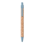 Sustainable cork ballpoint pen with blue ink blue colour