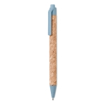 Sustainable cork ballpoint pen with blue ink blue colour second view