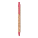 Sustainable cork ballpoint pen with blue ink red colour