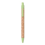 Sustainable cork ballpoint pen with blue ink green colour