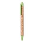 Sustainable cork ballpoint pen with blue ink green colour second view