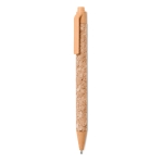 Sustainable cork ballpoint pen with blue ink orange colour second view