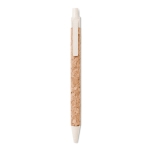 Sustainable cork ballpoint pen with blue ink beige colour