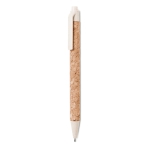 Sustainable cork ballpoint pen with blue ink beige colour second view