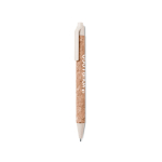 Sustainable cork ballpoint pen with blue ink view with print area