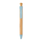 Eco-friendly ballpoint pen, bamboo & wheat straw mix, blue ink blue colour