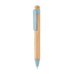 Eco-friendly ballpoint pen, bamboo & wheat straw mix, blue ink blue colour second view