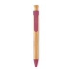 Eco-friendly ballpoint pen, bamboo & wheat straw mix, blue ink red colour