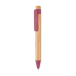 Eco-friendly ballpoint pen, bamboo & wheat straw mix, blue ink red colour second view