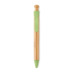 Eco-friendly ballpoint pen, bamboo & wheat straw mix, blue ink green colour