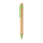 Eco-friendly ballpoint pen, bamboo & wheat straw mix, blue ink green colour second view