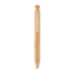 Eco-friendly ballpoint pen, bamboo & wheat straw mix, blue ink orange colour