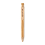 Eco-friendly ballpoint pen, bamboo & wheat straw mix, blue ink orange colour main view