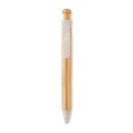 Eco-friendly ballpoint pen, bamboo & wheat straw mix, blue ink beige colour