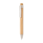 Eco-friendly ballpoint pen, bamboo & wheat straw mix, blue ink beige colour second view