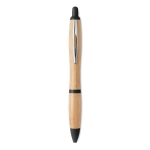 Bamboo pen with push button and ABS details, blue ink black colour