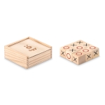 Tic-Tac-Toe game made of wood in a box for family promotions wood colour main view