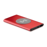 Aluminium wireless power charger, 4000 mAh red colour