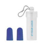 Earplugs for travel with carry case white colour view with print area