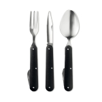 Foldable stainless steel camping cutlery black colour second view