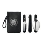 Foldable stainless steel camping cutlery black colour main view