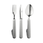 Foldable stainless steel camping cutlery matt silver colour second view