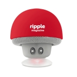 Bluetooth speaker in a mushroom shape with suction cup red colour main view