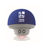 Bluetooth speaker in a mushroom shape with suction cup view with print area