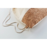 Cotton drawstring bag with cork detail, printable, 160 g/m2 beige colour third view