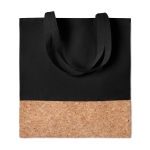 Tote bag with cork bottom and long handles, 160 g/m2 black colour