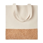 Tote bag with cork bottom and long handles, 160 g/m2 beige colour