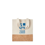 Tote bag with cork bottom and long handles, 160 g/m2 view with print area