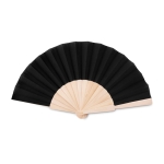 Affordable hand fan made of wood and polyester for events black colour