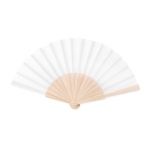 Affordable hand fan made of wood and polyester for events white colour