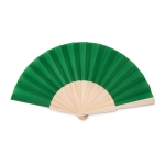 Affordable hand fan made of wood and polyester for events green colour