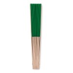 Affordable hand fan made of wood and polyester for events green colour second view