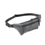 Double zip multi-pocket polyester bum bag grey colour