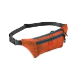 Double zip multi-pocket polyester bum bag orange colour