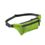 Double zip multi-pocket polyester bum bag lime colour