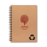 Sustainable A5 notebook with cardboard cover and lined paper black colour main view