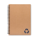 Sustainable A5 notebook with cardboard cover and lined paper blue colour