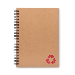 Sustainable A5 notebook with cardboard cover and lined paper red colour