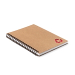 Sustainable A5 notebook with cardboard cover and lined paper red colour second view